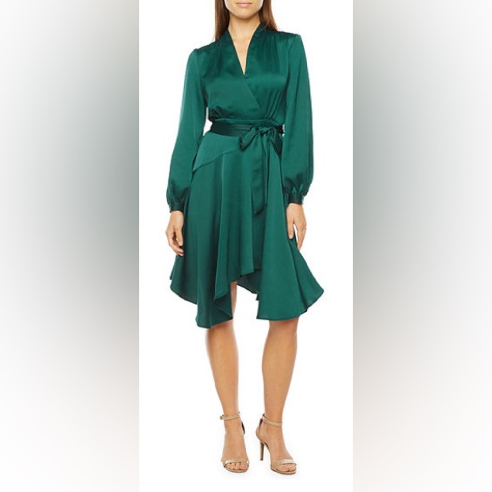 NWT, Melonie T, Long Sleeve, High-Low, Fit & Flare, Fall, Wrap Dress, Size 16